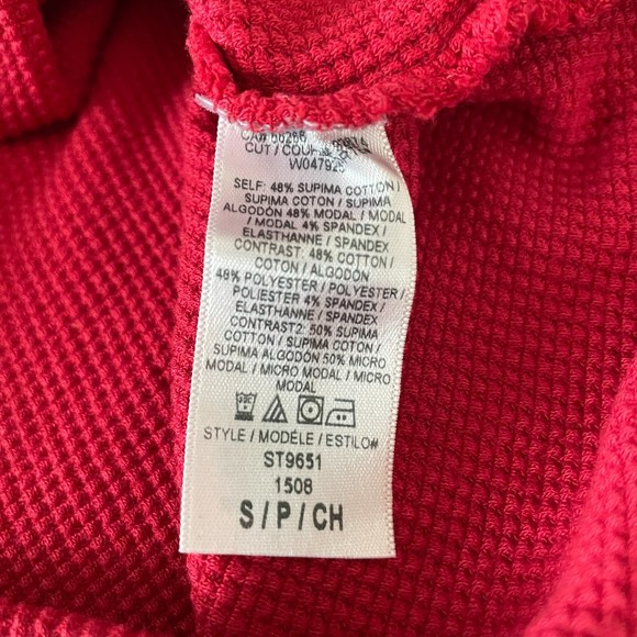 SPLENDID RED SCOOP NECK WAFFLE KNIT THERMAL TEE RAGLAN TOP SMALL - Picture 9 of 9
